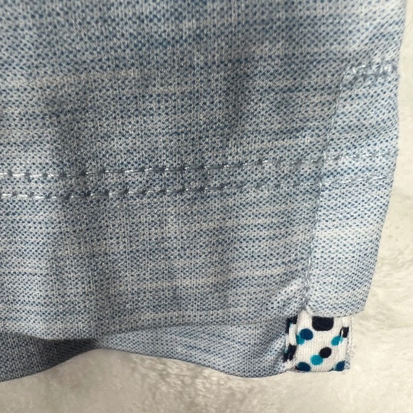 Buttercloth Mens XL Light Blue Heathered Long Sleeve Polo Shirt Knit Wing Logo - Picture 3 of 10